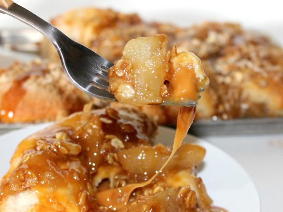 Caramel Stuffed Apple Crisp Biscuits