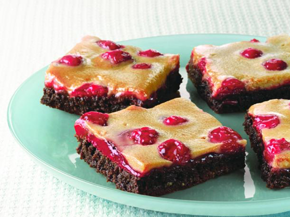 Cherry Glazed Chocolate Mousse Brownies