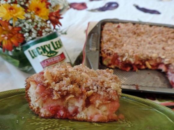 Coconut-Almond Cherry Buckle Cake