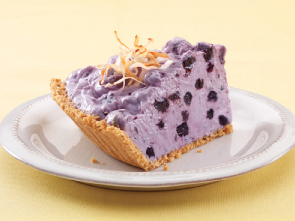 Fluffy Blueberry Cream Pie with Toasted Coconut