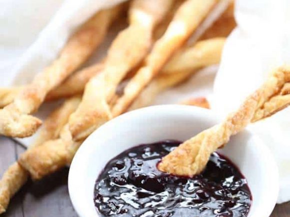 Lemon Sugar Pastry Twists with Blueberry Dipping Sauce