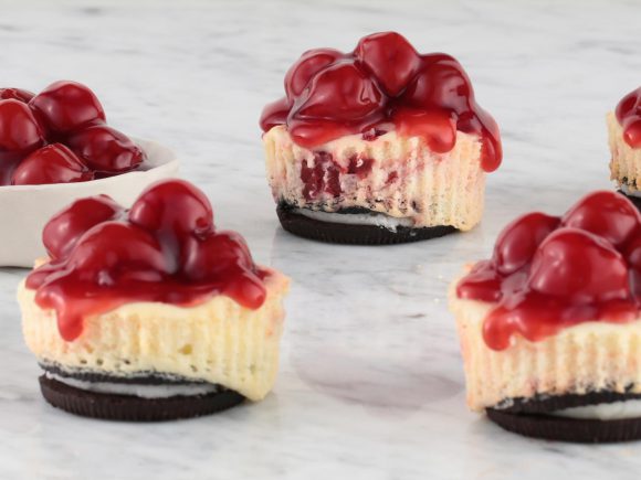 Mini Marbled Cherry Cheesecakes