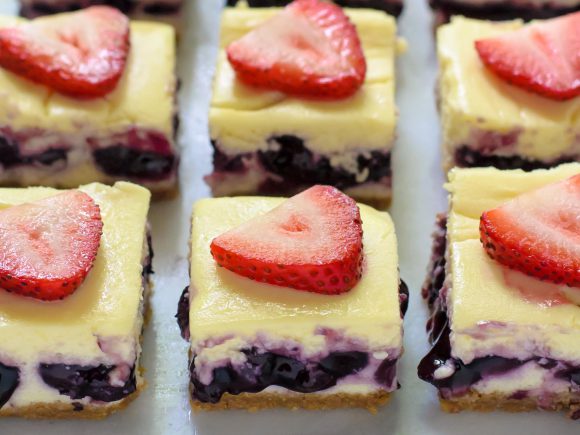 Red, White and Blueberry Cheesecake Squares