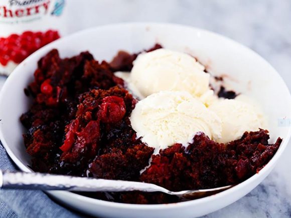 Slow Cooker Chocolate Cherry Fudge Cake