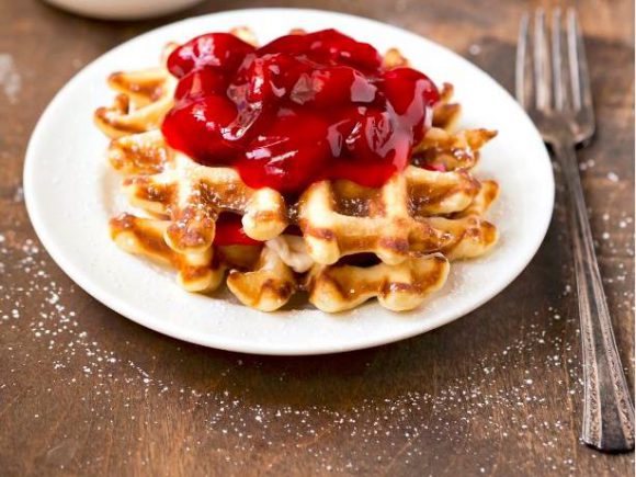 Strawberry Cream Cheese Stuffed Waffles